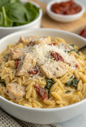 Slow Cooker Creamy Tuscan Chicken Orzo Recipe