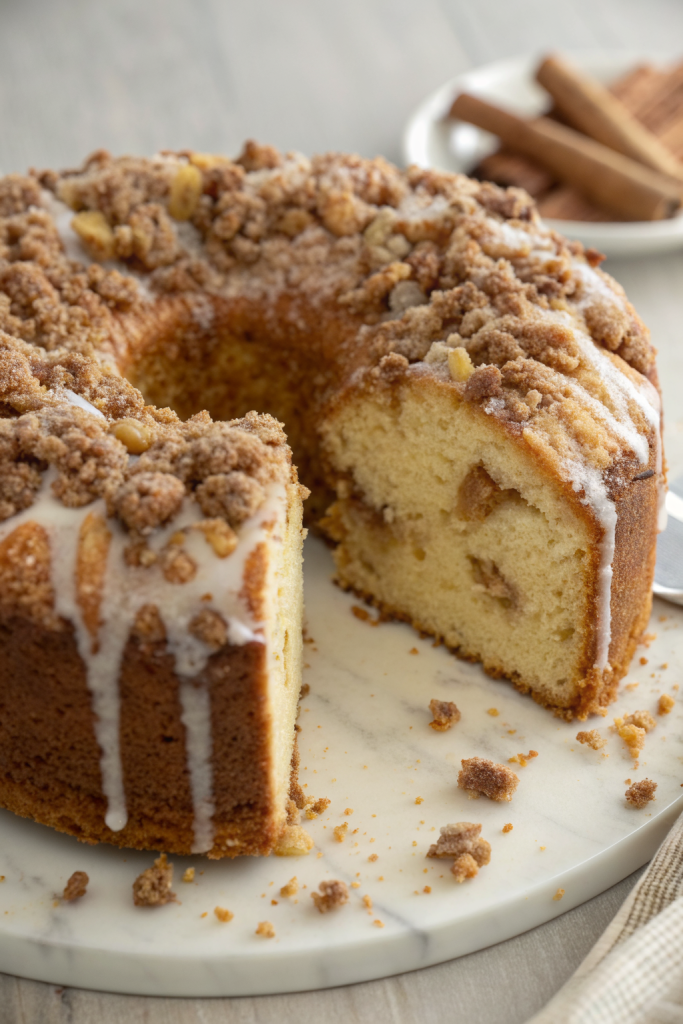 Apple Crumb Cake with Cinnamon Apple Drizzle