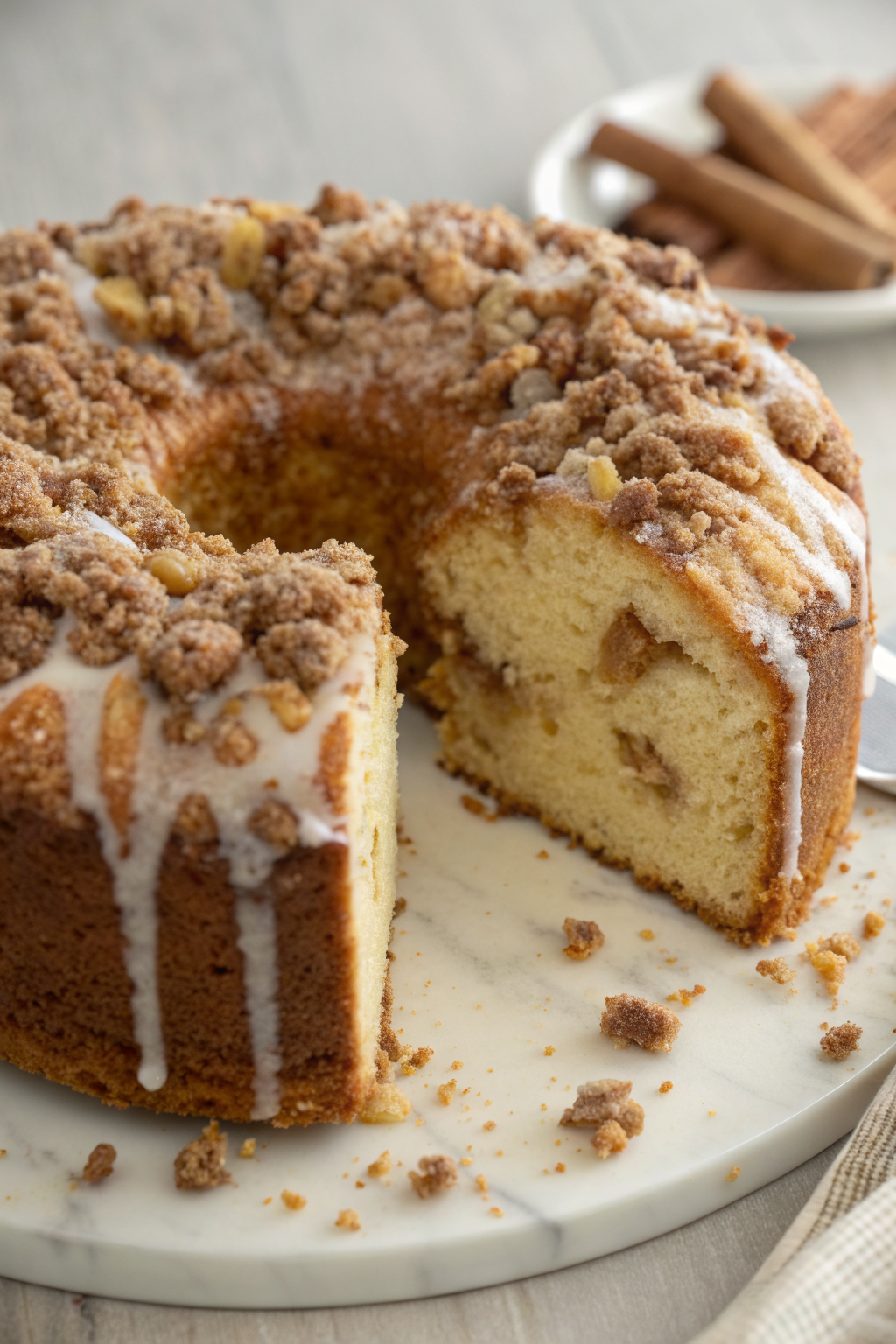 Apple Crumb Cake with Cinnamon Apple Drizzle