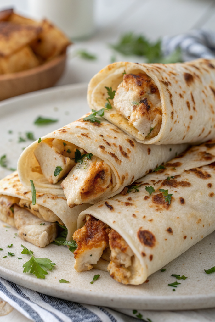 Cheesy Garlic Chicken Wraps Recipe