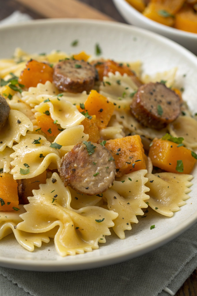 Creamy Butternut Squash Pasta with Sausage and Spinach