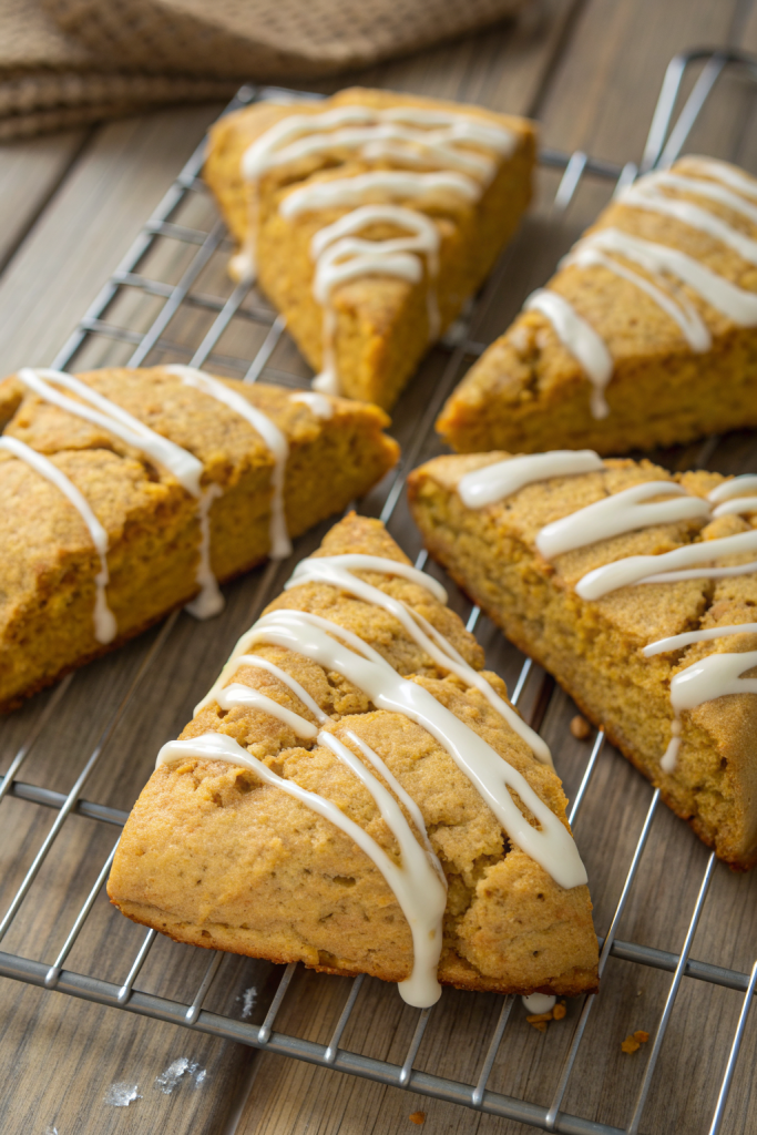 Flaky Pumpkin Scones with Vanilla Icing