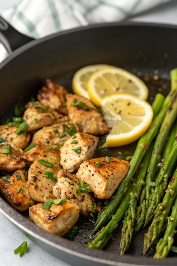 Garlic Butter Chicken Bites and Asparagus Recipe