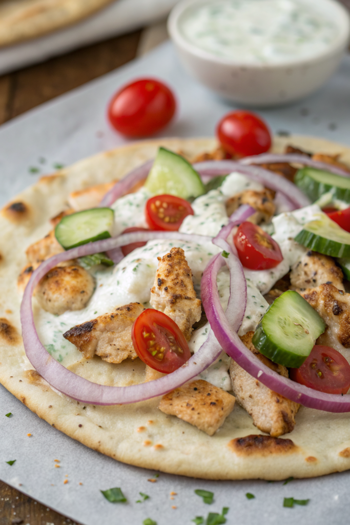 Greek Chicken Flatbread Recipe