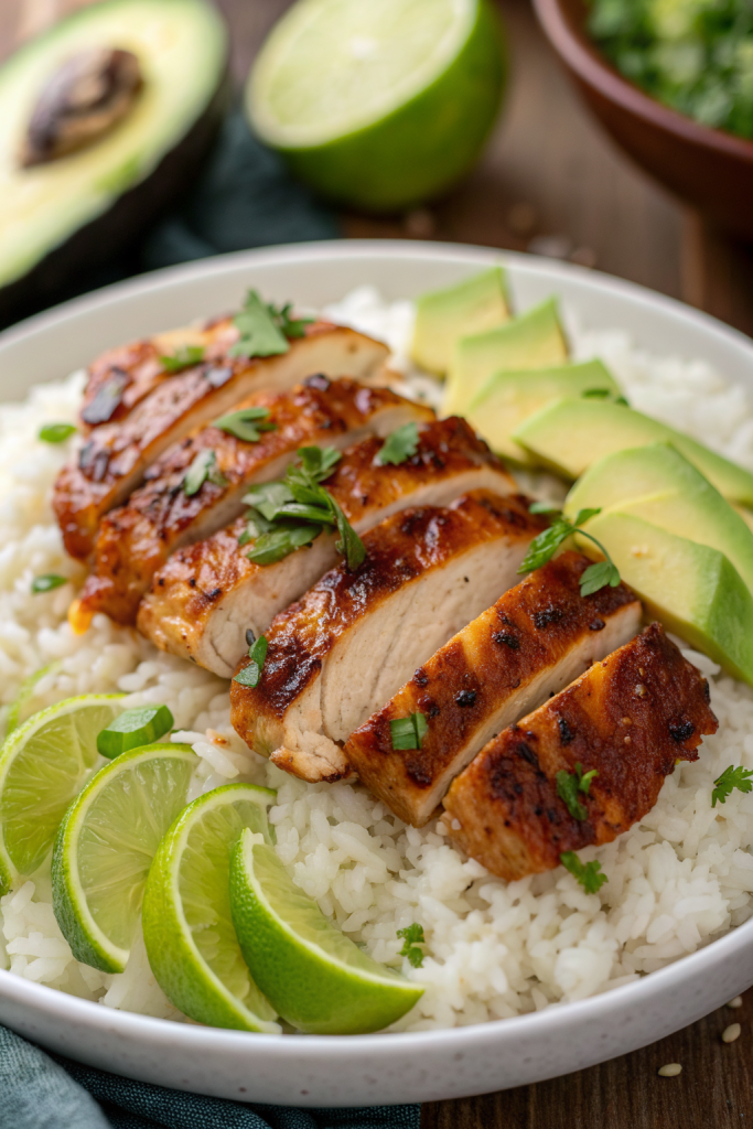 Honey Lime Chicken & Avocado Rice Bowl Recipe