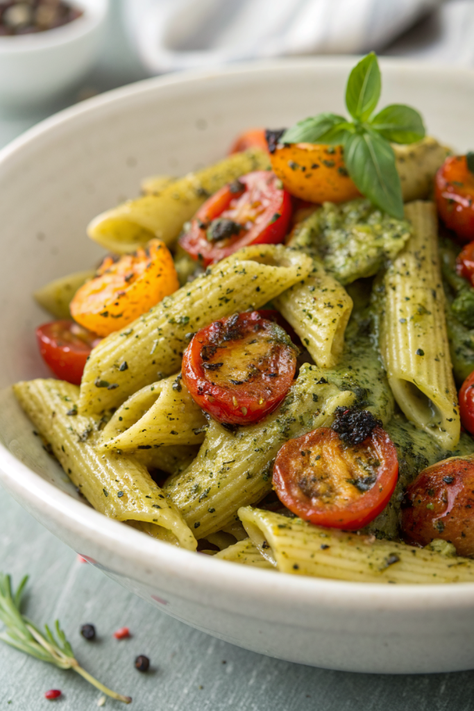 Pesto Pasta With Roasted Vegetables
