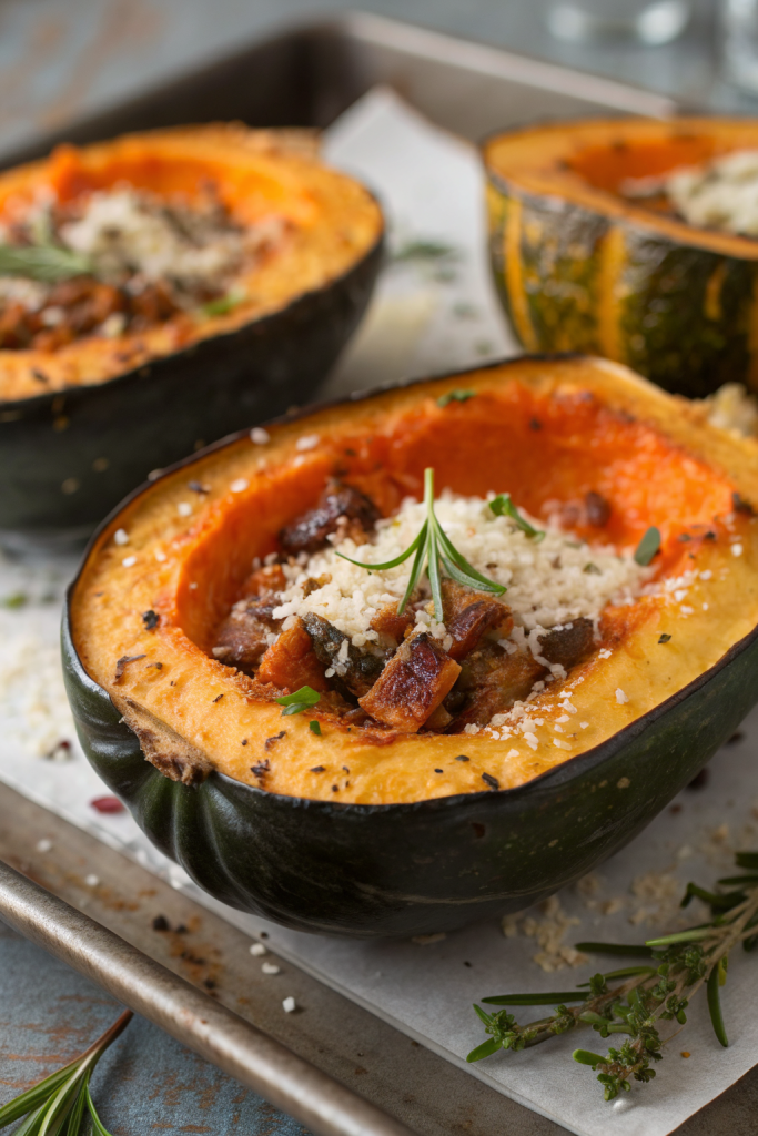 Stuffed Acorn Squash with Creamed Spinach