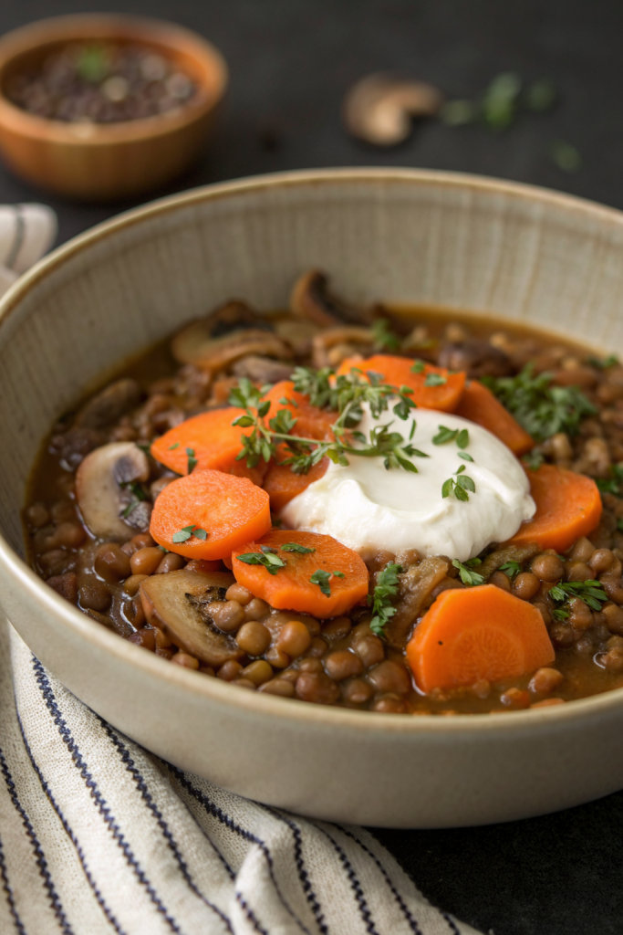 Vegan Lentil Mushroom Stew Recipe